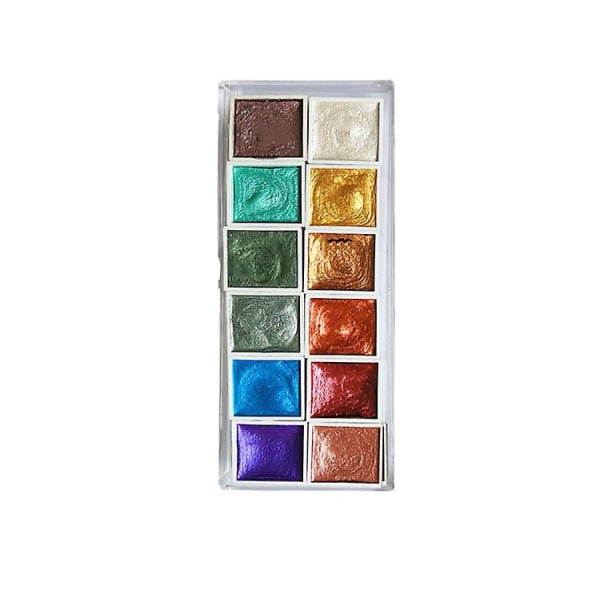 12 väriä metallinen vesivärimaalauspigmentti läpinäkyvä alipakettisetti 243792