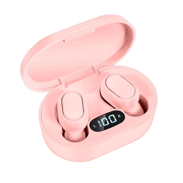 Mini trådløse Bluetooth-øretelefoner Støyreduserende In-Ear-hodetelefoner Stereo Sports-ørepropper E7S-Pink