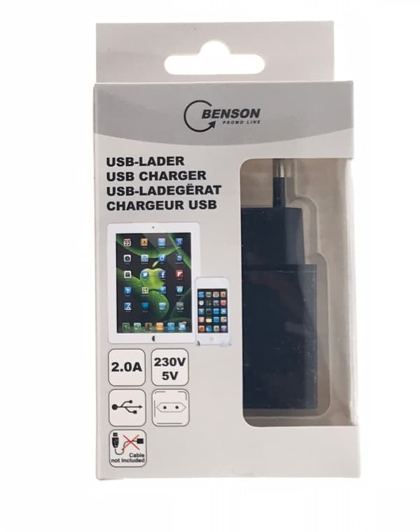 USB-lader (2 A) svart