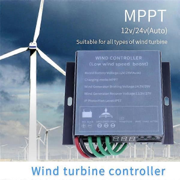 Vinddrevet generatorcontroller 12/24V 800W MPPT Vindladningscontroller Vindturbinegenerator Cont