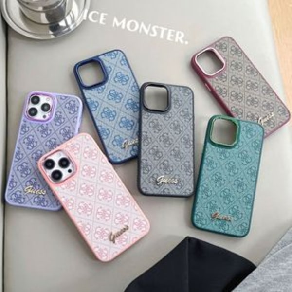 Luksus Etui til iPhone 14 Clapet Kortholder Elegant Design 4G mønster, Pink