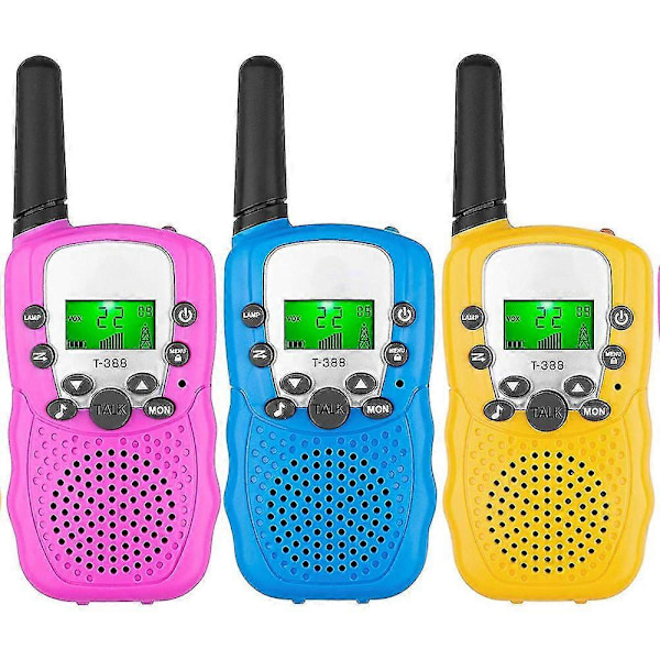 2024, Walkie Talkies for Barn 3-pakke, 3 Miles Lang rekkevidde, med bakgrunnsbelyst LCD-lommelykt for barn i alderen 3-12 år, 2-veis radioleker for gutter og jenter