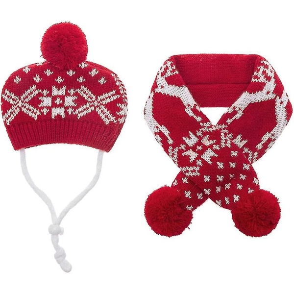 2023 julestrikket varm sweater snefnug hjorterødt kæledyrstøj tørklædehue L
