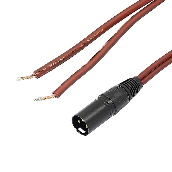 XLR-högtalarkabel, Högtalarbar kabel till XLR-kontakt, Förgylld XLR 3-polig hane-kontakt Ersättningsljudkabel Öppen ände 12