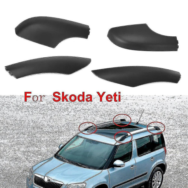 För Skoda Yeti Suv Front Rear Roof Rack Rail End Bar Cover Cap Shell Protection Black