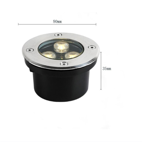 Ulkokäyttöön upotettava kohdevalo Inground Lamppu 2 PAKKAUS 3W IP65 Upotettavat lattiavalaisimet Outdoor Garden Lighting Lamppu polkupihan autotalliin, 230V lämmin valkoinen