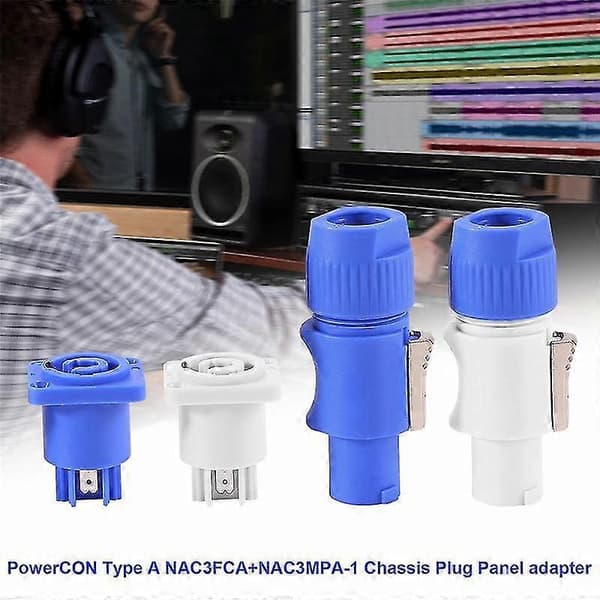 30 st/set Powercon Typ A NAC3FCA+NAC3MPA-1 Chassi Kontakt Panel Adapter
