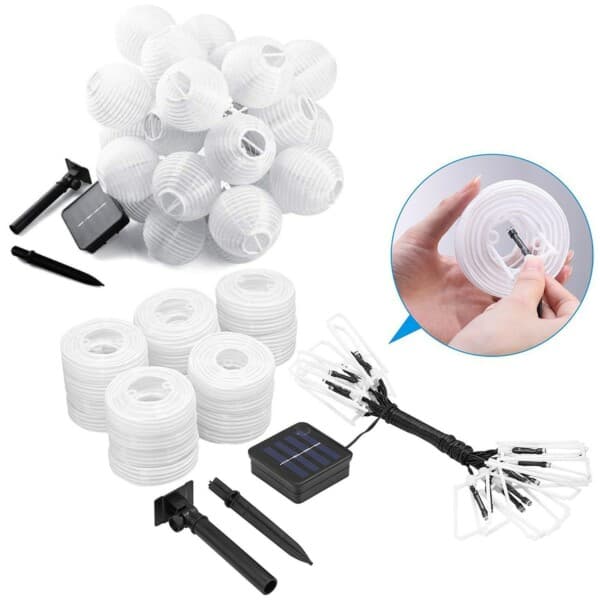 Solar Rislykta Ljusslinga Papperslykta LED 3.5m 10 Lyktor