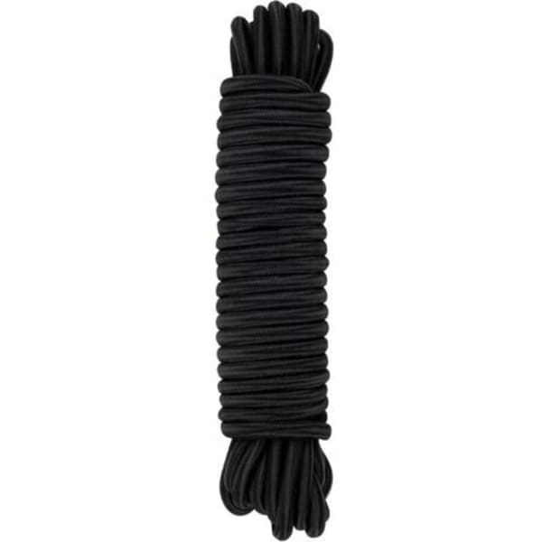 Svart elastisk strammer, 8 mm x 10 m, polypropylensnor for sikring