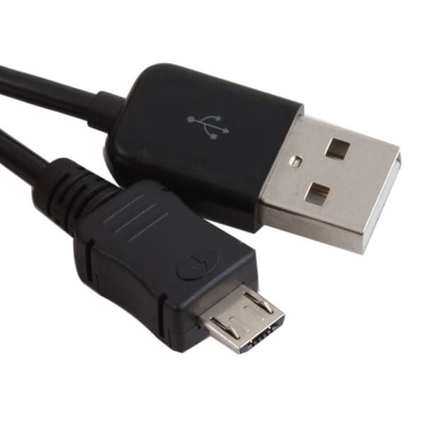 Android opladerkabel USB/Micro USB spiralkabel (sort)