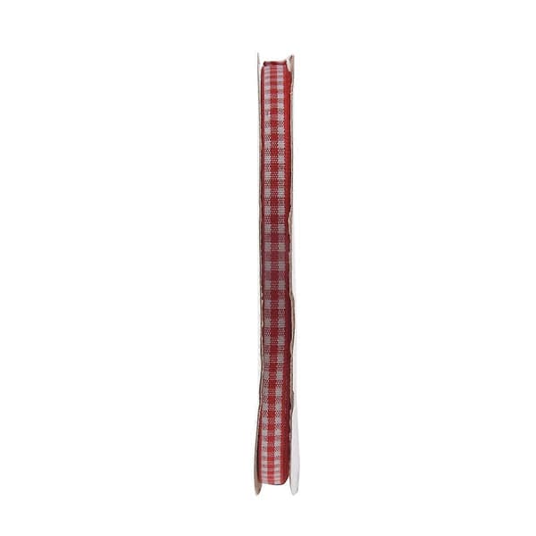 45m Full Rulle Klippta Längder Gingham Band, 6mm Bred Röd