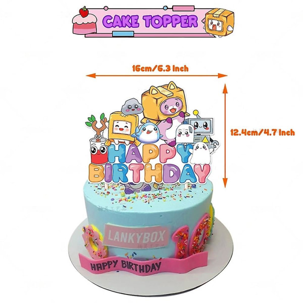 Lankyboxin syntymäpäiväjuhlien sisustus- ja set lapsille, kuten Happy Birthday -banneri, kakku-/kuppikakkupäälliset, ilmapallot