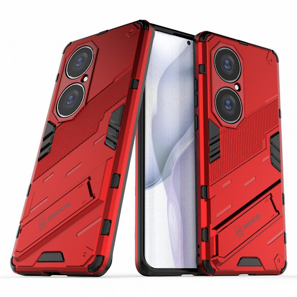 Stødsikkert Hybrid TPU Cover med Foldbart Støtteben Rød Til Din Huawei P50 Pro