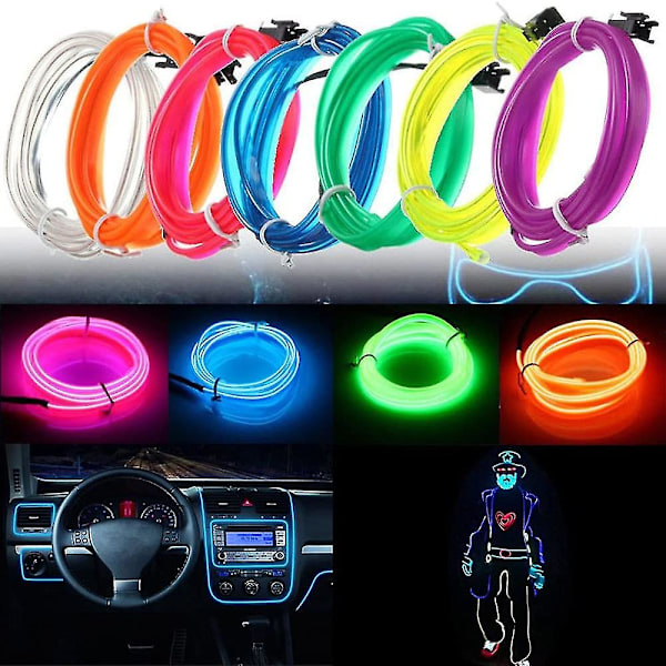 2m Fluorescerande Grön LED Ljus Glow El Wire String Strip Rep Dekor Fest + Usb