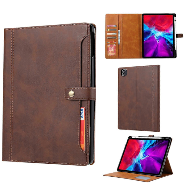 Til iPad Pro 11 tommer (2020) Kalvetekstur Dobbelt Foldelås Horisontal Flip Læder Tablet Cover med Fotoramme & Holder & Kortlommer & Pung
