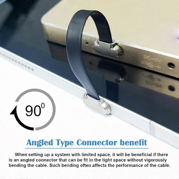 UC-170-0.07M 75mm Vinklet USB-C til USB-C Ultra Slim Fladt USB2.0 Datakabel 65W Hurtig Opladningsledning