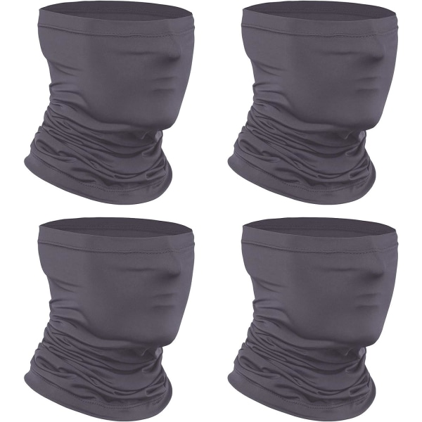[4-pack] Halsduk med halsduk, turban som andas, cover för ansiktet, kylande nackleggings ridning (grå)