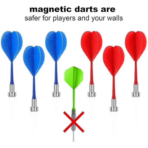 24 Magnetiska Dartpilar Säkerhetsplastpilar Ersättningsdart för Pojkar Flickor och Vuxna Målspelet Leksaker