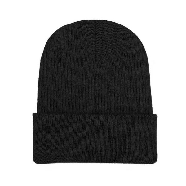 Enfärgad stickad mössa med varm cap, svart caac | Fyndiq