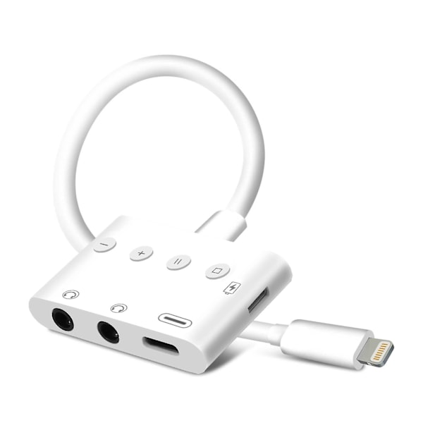 Lightning–Lightning-sovitin, USB-C ja kaksois-3,5 mm:n liitäntä 12 cm - Valkoinen