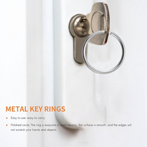 100 stk, 1 tommers nøkkelring, åpen nøkkelring, metall nøkkelring, flat ring for husholdning, bilnøkkelring