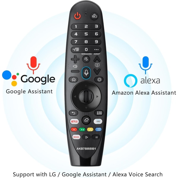 Lg Remote Magic Remote kompatibel med mange Lg-modeller, Netflix og Prime Video Hotkeys LONG
