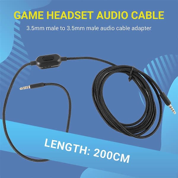 til Logitech G433 G233 GPRO X Universal Gaming Headset Audio Kabel 2M