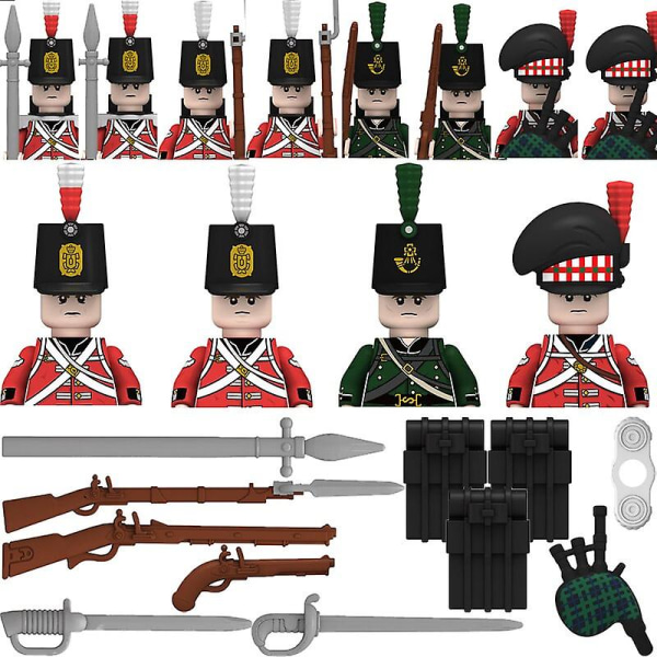 Napoleonske kriger britiske hær franske byggeklosser figur soldat tilbehør pistol ryggsekk sverd militærvåpen murstein D377 N013-6PCS