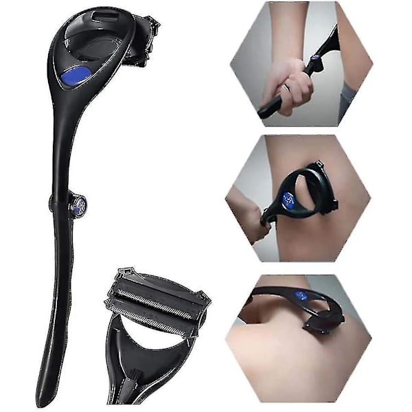 Rygg Epilator Smertefri Barbering, Manuell Rygg Langt Håndtak Foldbar Barberhøvel Barberhøvel
