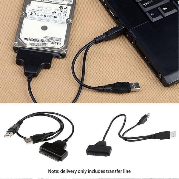 Høyhastighets Dual USB 2.0 til SATA HDD Harddisk Drive Converter Adapter Kabel