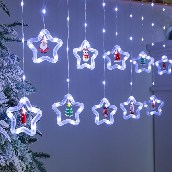 2023 julegardinlys julemand Farverig stjernering LED hængende dekoration