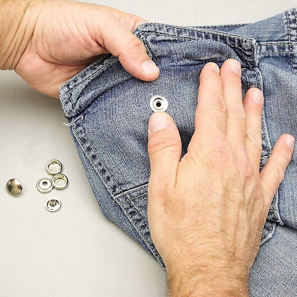 100 stycken rostfria tryckknappar, 15 mm tunga tryckknappar för jeans, tygjackor, kläder, väskor, läder, DIY-hantverk