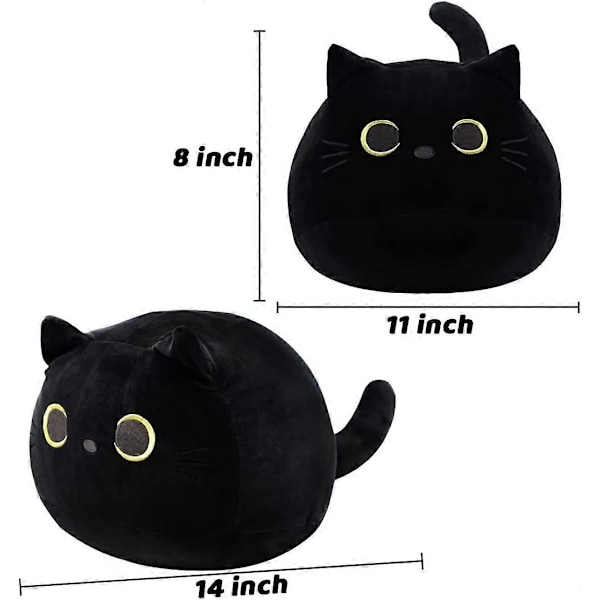 UBIUO Svart Katt Plyschleksak Svart Katt Kudde, Mjuk Plyschdocka Katt Plushie Katt Kudde, Fylld Djur Mjuk Plyschkudde Baby Plyschleksaker Katt Form Design Så