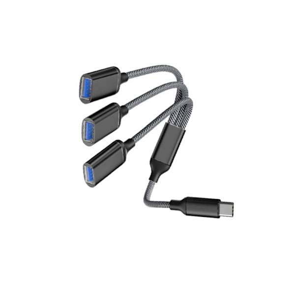 Type-C til 3-porters USB-hub-splitteradapter sølv