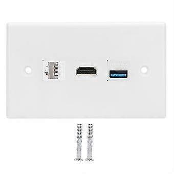 US Standard CAT6 HDMI USB3.0 Interface Stikdåse Panel Clip-On Vægplade Panel til Husholdningsbrug