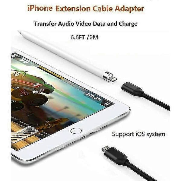 2m Lightning forlængerkabel til Iphone Ipad, Iphone forlængerkabel hun til han stik passerer lyd video musik dataoverførsel