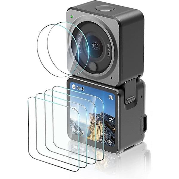 Skærmbeskytter til DJI Action 2 tilbehør, hærdet glas skærmbeskytter + linsebeskytter til DJI Action 2 Dual-Screen (6 stk.)