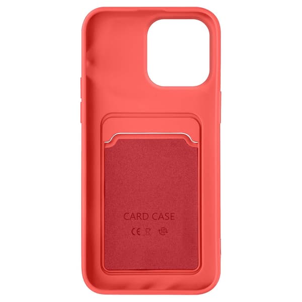 iPhone 14 Pro Max Deksel Fleksibel Silikon Kortholder Korall