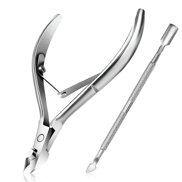 Cuticle Trimmer with Cuticle Pusher -  Cuticle Remover Cuticle Nipper Professional Stainless Steel Cuticle Cutter Clipper Pedicure Manicure Tools for