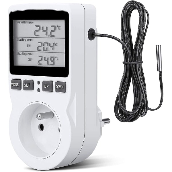 Digital/värme-kyla termostatuttag LCD-termostat, 230V för växthus-termostat/glasbehållare-termostat (uttag)