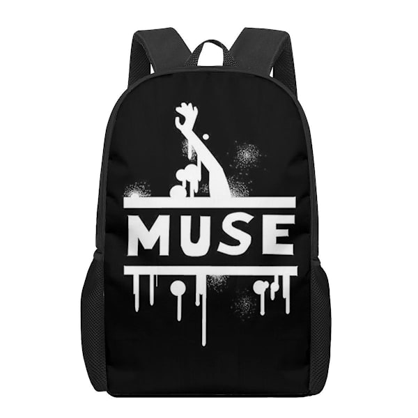Muse Band 3D-trykte skolesekker for jenter, gutter, barn og barn Skolesekk 3D Junior barneskoleelever Skolesekker Skuldervesker 16