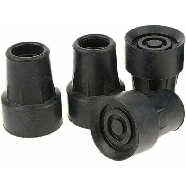 Förpackning med 4 standard halkfria käppspetsar, svarta gummispetsar - 19 mm