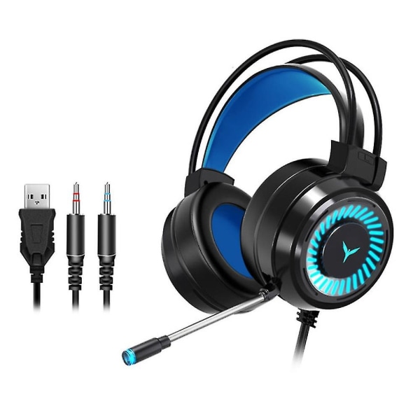G58 Led Light Gaming Headset Stereo Wired Bass Headset med mikrofon til pc/laptop-FARVE：Sort