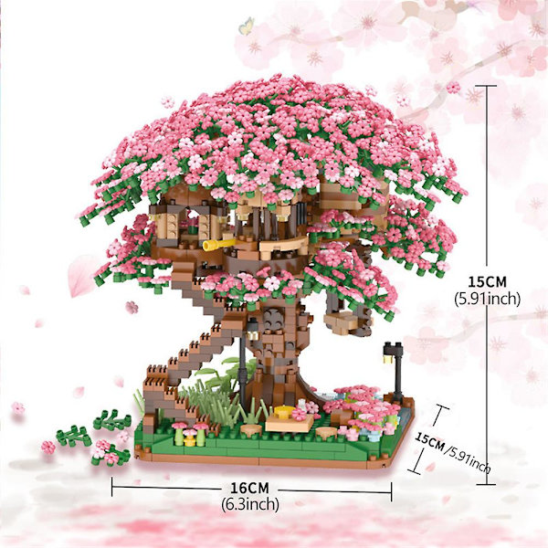 2008 delar Sakura Tree House Micro Building Blocks Cherry Blossom Bonsai Bricks