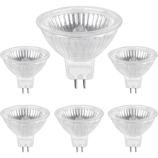 Halogenpære Gu5.3 50w 12v, 800lm Varm Hvid 2700k Dæmpbar, Halogen Spotpære Mr16, Pakke Med 6