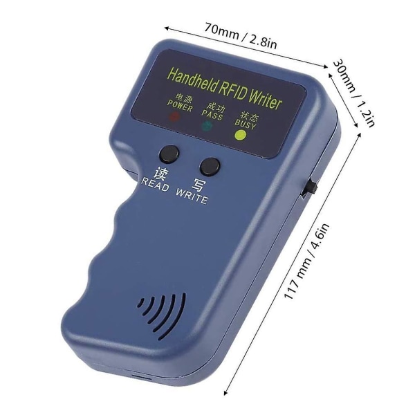 Håndholdt 125KHz RFID-læser, -skriver, -duplikator, -kopimaskine, opgraderet ID-kortkloner, -programmering, med 10 genanvendelige kort, LANG