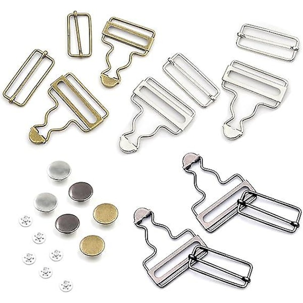 6 Set Overallspännen, Metalliska Suspender Spännen, 38mm Overall Suspenders Dungaree Spännen Och Knappar För Bib Byxor