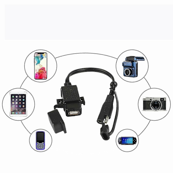 Sae til Usb Motorcykel Oplader Adapter Kabel 12