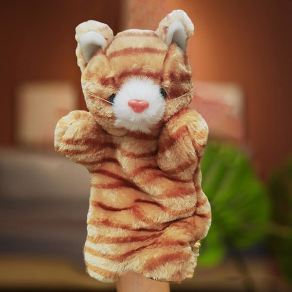 25cm Kattunge Djur Handdocka Plysch Leksak Barn Kid Cartoon Katt Låtsas Berätta Saga Dock Leksak Förälder-Barn Spel Dock