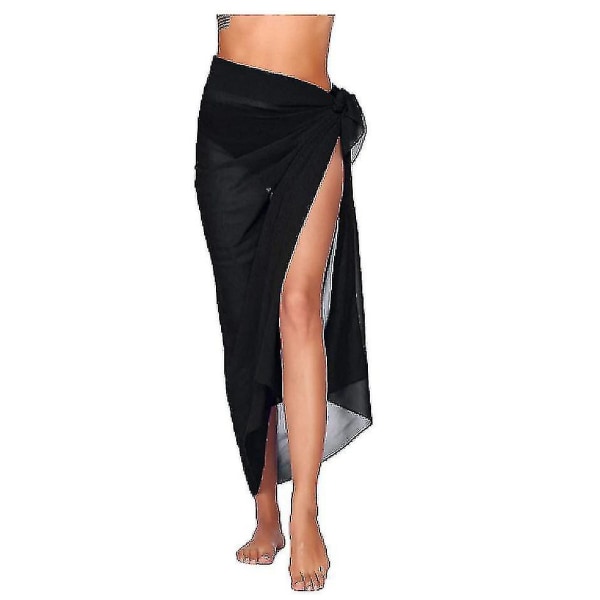 Kvinners Strand Sarong Pareo Chiffon Bikini Wrap Skjørt Cover Up For Badetøy Black